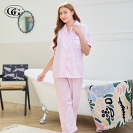 G&G ชุดนอน เสื้อแขนสั้นคอปก กางเกงขายาว ผ้าคอตตอน ลายจุด EN4C009 สีชมพู (PI)