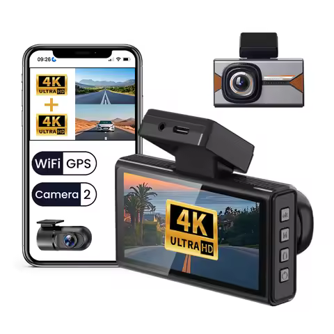 4K +4K 3Inch Dash Cam Dual Lens Ultra HD Real Car DVR Camera WIFI GPS APP Rear View Night Vision WDR