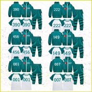 GC1 3PCS/set Squid Game 456 222 390 coat trousers printing T-shirt cosplay cloth for kids sportswear