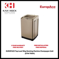 EuropAce 10KG Top Load Washing Machine (Champagne Gold / Gun metal) - ETW 7100V  * FREE INSTALL &amp; FAST DELIVERY*
