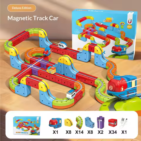Magnetic Bullet Train Set With Electric Locomotive Magnetic Track DIY Building Blocks For Kids Stem 