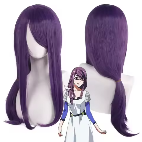 Anime Cos Wig Rize Kamishiro Cosplay Wig 70cm Long Purple Hair Heat Resistant Synthetic Wigs