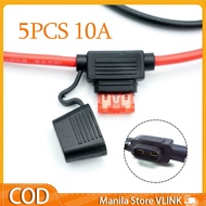 5pcs Inline Auto Fuse Holder Car Fuse Holder Medium Splash‐Proof 10A For Ebike And Car