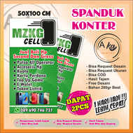 AKA PRINTING/2PCS SPANDUK KONTER UKURAN 50X100 FREE DESIGN MURAH CEPAT/SPANDUK SERVICE HP ANDROID/SP