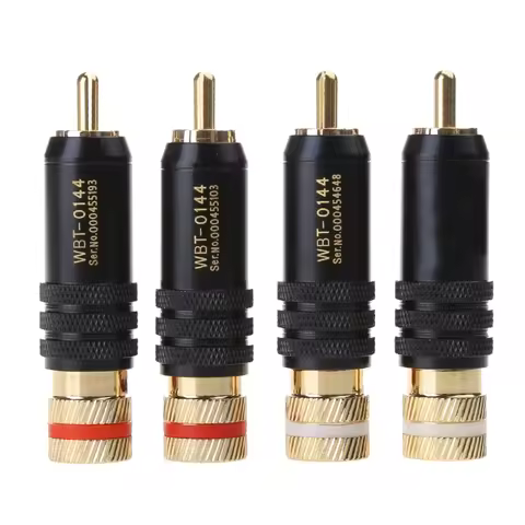 4 Pcs WBT-0144 Gold Plated RCA Plug Lock Soldering O/Video Plugs Connector