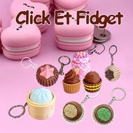 Click Et Fidget Macaron Clicker Keychain 3D Printed Fidget Toy Stress Relief Chocolate Cake Dumpling