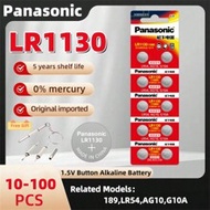 10-100ชิ้น Panasonic 189 LR1130 AG10 SR1130 389 V10GA LR54 SR54 แบตเตอรี่กระดุมอัลคาไลน์ เหมาะสำหรับ