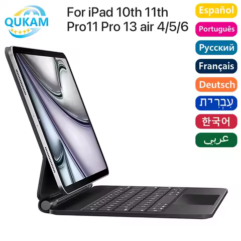 QUKAM Magic Bluetooth Wireless Keyboard for iPad a16 Case 2025 Backlit Keyboard for iPad Air 4 5 10.
