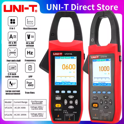 UNIT UT217B 3 in 1 1000A AC/DC Clamp Meter+ Oscilloscope Bluetooth Recorder Function 18650 Lithium B