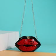 Lips Design Chain Crossbody Bag