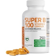 Super B 100 Vitamin B Kompleks Pelepasan Berterusan Mengandungi Vitamin B (Vitamin B1, B2, B3, B6, B