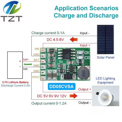 DIYTZT 3.7V 4.2V Charger 5V 6V 9V 12V Discharger Board DC DC Converter Boost Module For Diy Solar Mo