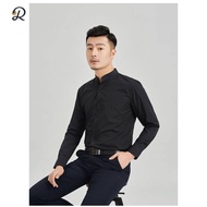 Relens เสื้อเชิ้ตคอจีน เสื้อเชิ๊ตแขนยาว ชุดทำงาน ชุดนักศึกษา เนื้อผ้าลื่น ใส่สบาย (4สี: อก38" - 46"น