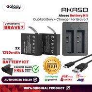Akaso Battery Kit for Brave 7 2 Baterai + Dual Slot Charger Original