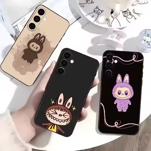 LABUBU Phone Case Black Silicone Soft For Samsung Galaxy A73,A72,A71,A70,A53,A52,A51