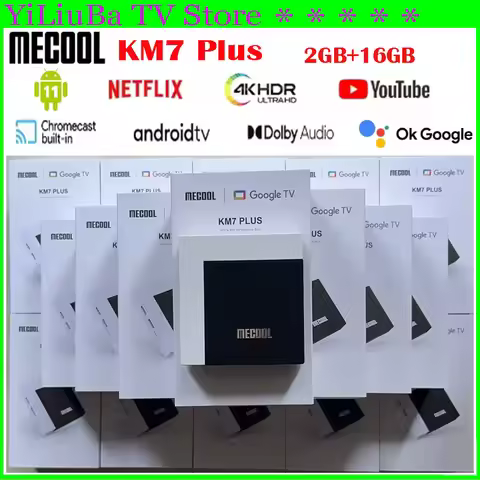 [Genuine] MECOOL KM7 Plus Android11 TV Box Netflix Google Certified 2GB 16GB 100M LAN Internet S905Y