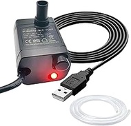 USB Mini Submersible Pump with 1M Tube, DC 5V, 0.7W Super Quiet Electric Brushless Water Pump Circul
