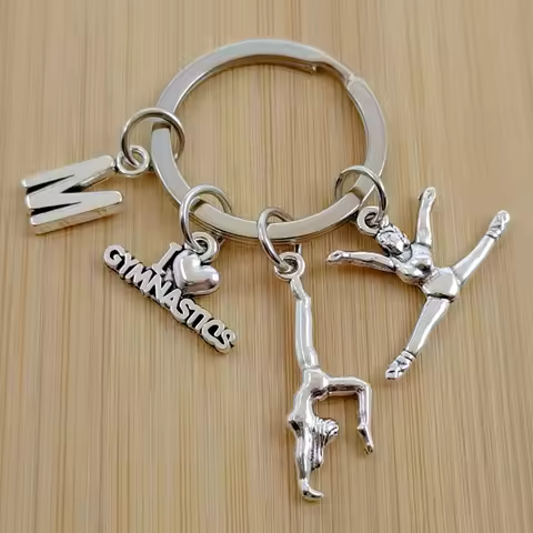 Handmade Sports Keychain, Gymnastics Keychain, A-Z Initial Keychain, Best Friend Gift, I Love Gymnas