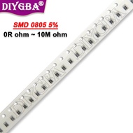 100PCS 0805 Chip Resistor 5% 1/8W 0R-8.2R 0R 1R 10R 100R 220R 330R 470R 1K 4.7K 10K 47K 100K 1M 10M 
