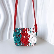 手工編織Macrame迷你單肩袋手機包包 編織包包