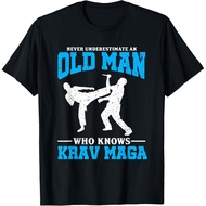 Men's cotton T-shirt Never Underestimate An Old Man Krav Maga Graphic T-Shirt 4XL , 5XL , 6XL