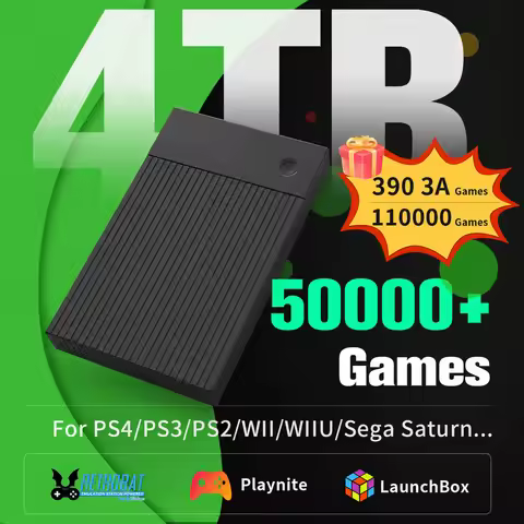 4TB Retro Gaming Hard Drive For Windows Launchbox + Retrobat + Playnite Game HDD 50000 Games For PS4