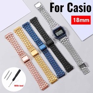 18mm Classic Stainless Steel Watch Strap for Casio A158 A168 F91W F84 AE1200 AE1300 Vintage Metal Wa