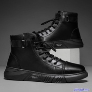 RM15 offMen Men's Martin Boots Large Size Men's Shoes Black Leather Shoes New High-Top Leather Shoes