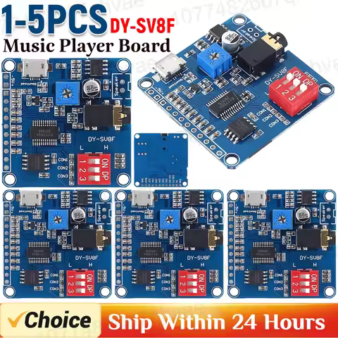 1-5pcs Voice Sound Playback Module MP3 Player Module UART I/O Trigger Class D Amplifier Board 5W 8M 