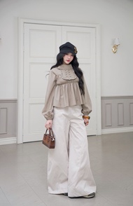 (พร้อมส่ง/ชุดแบรนด์เวียดนาม) Devon pant | Patchwork Kaki Pants - Mania Cutie กางเกงขายาว