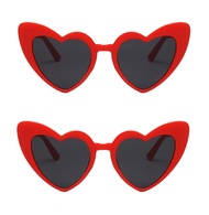 ALVOGIMOR 2 Pack Heart Shape Sunglasses,Colorful Trendy Sunglasses Vintage Cat Eye Glasses for Party