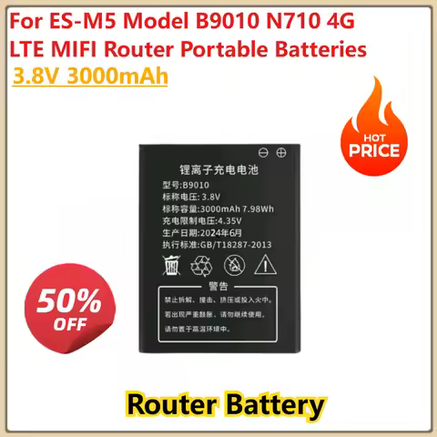 100% New High Quality 3.8V 3000mAh Replacement Router Battery for ES-M5 Model B9010 N710 4G LTE MIFI