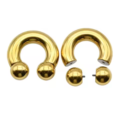 1 Piece Large Gauge Septum Piercing Nose Ring 12G-00G 10mm Stainless Steel Horseshoe Ring Ball Helix