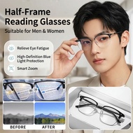 【HD Smart Zoom】JMY HD Smart Zoom Semi-Rim Reading Glasses Reading Glasses/Presbyopia Eyewear/Adjusta
