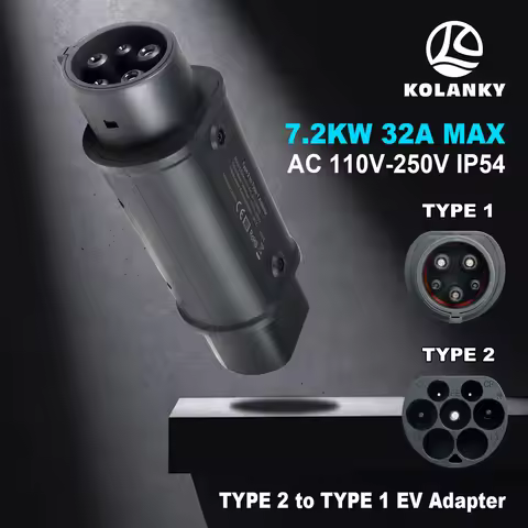 Kolanky EV Charger Adapter IEC62196 Type 2 to Type 1 EV Adapter 32A 1Phase 7.2kw Max J1772 Type1 to 