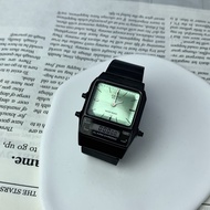 AQ800EG new classic retro stainless steel silver small square dual display waterproof watch