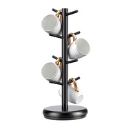 Cup Holders Tree Wooden Rotating Cup Stand with 8 Hooks Coffee Mug Tree for Counter Coffee Mug Holde