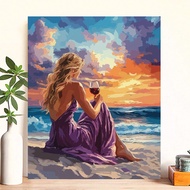1 ชิ้น ภาพวาดตามตัวเลข สีอะคริลิค ภาพวาด รูปสตรี ของตกแต่งบ้าน ของประดิษฐ์สำหรับผู้ใหญ่ ขนาด 40x50 ซ