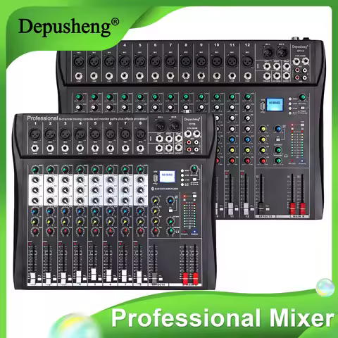 Depusheng DT8 Professional Mixer Sound Board Console 8 Channel Desk System Interface Digital USB Com