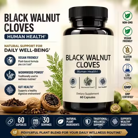 Daily Digestive Wellness Supplement, Herbal Black Walnut & Cloves, Supports Gut Comfort & Healthy Di
