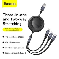 Baseus 3 in 1 USB Fast Charging Retractable Data Cable for iP 12 Type C Micro M+L+C 3.5A 1.2m/1.1m
