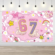 5x3ft I was 6 Now I'm 7 Banner Backdrop - 6 7 Birthday Decorations, 6-7 Meme Party Banner, Happy-Bir