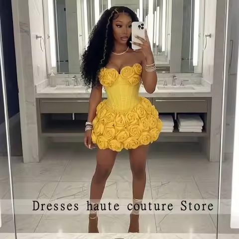 Flowers Short Cocktail Dresses With Sweetheart Corset Back Above Knee Mini Prom Dresses 2025 Woman B