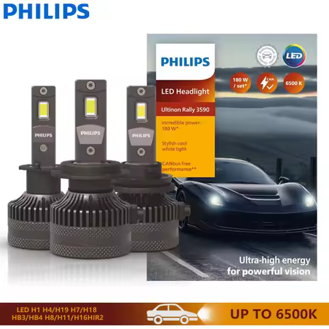 Philips Ultinon Rally H1 H4 H19 H7 H18 Car LED Headlight H8 H11 H16 HB3 HB4 HIR2 180W 15000LM High P