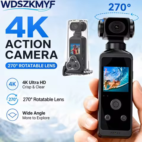 4K Rotatable Action Camera pocke Camcorder Waterproof Case Outdoor Sports Portable Video Bicycle Act