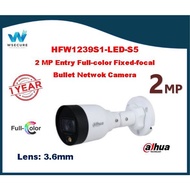 Dahua 2MP Entry Full Colour Bullet Network CCTV Camera - HFW1239S1-LED-S5