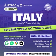[Jetpac] Italy Travel eSIM 4G-5G | 1-30GB | 4-30 Days Usage | Unlimited 7-10 Days