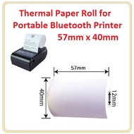 Thermal Receipt Paper Roll 57mm x 40mm x 12mm for Portable Bluetooth Printer / Credit Card Machine (1 Roll)
