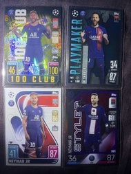 Topps Match attax Paris Saint Germain 巴黎聖日耳門 Neymar JR 尼馬 100Club 足球收藏卡