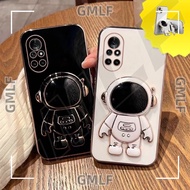 Plating Cute Astronaut Stand Holder Case for Huawei Nova 3 3i 4 5i 7 7i 8i 7 Pro Se Soft Phone Cover